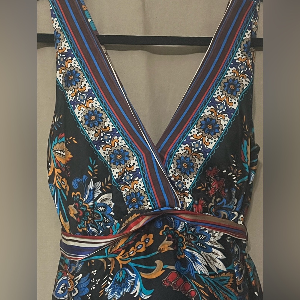 Single dress silk fall jewel tone floral dress s/m Gorgeous Flowy Anthropologie
